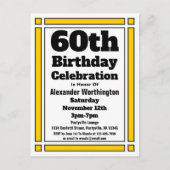 Geometric Gold 60th Birthday Invitation Briefkaart (Voorkant)