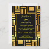 Geometric Gold Black 50th Birthday Party 2 Kaart (Voorkant)