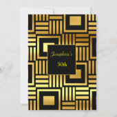 Geometric Gold Black 50th Birthday Party 2 Kaart (Achterkant)