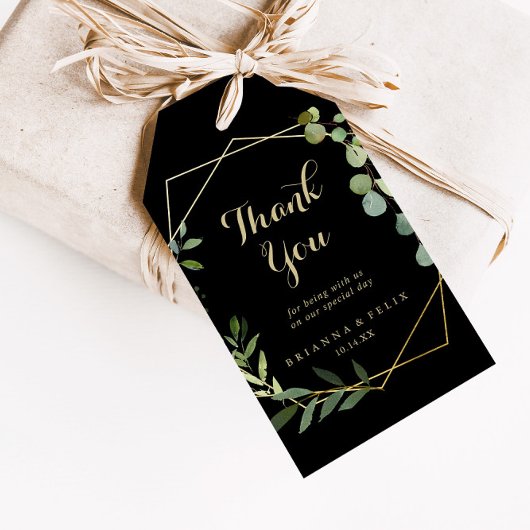 Geometric Gold Black Green Weddenschap Hartelijk d Cadeaulabel