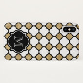 Geometric Gold Black White Quatrefoil Monogram Case-Mate iPhone Case (Achterkant (horizontaal))