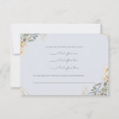 Geometric Gold Blue Florals Food Allgies RSVP Kaart (Achterkant)
