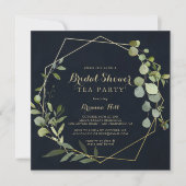 Geometric Gold Blue Green Vrijgezellenfeest Tea Pa Kaart (Voorkant)