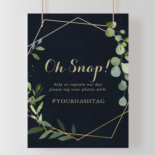 Geometric Gold Blue Green Wedding Oh Snap Sign Poster