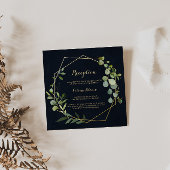 Geometric Gold Blue Green Wedding Reception Informatiekaartje