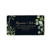 Geometric Gold Blue Green Wedding RSVP Address Etiket (Voorkant)