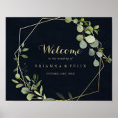 Geometric Gold Blue Green Wedding Welcome Sign Poster (Voorkant)