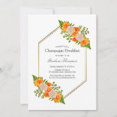 Geometric Gold Blush Oranje Floral Champagne Break Kaart (Voorkant)