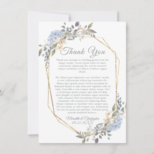 Geometric Gold Dusty Blue Florals Hartelijk dank (Voorkant)