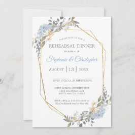 Geometric Gold Dusty Blue Florals Rehearings Dinne Kaart