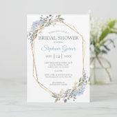 Geometric Gold Dusty Blue Florals Vrijgezellenfees Kaart (Staand voorkant)