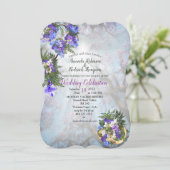 Geometric Gold en Jacaranda Flowers Wedding Kaart (Staand voorkant)