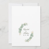 Geometric Gold Eucalyptus Wreath Wedding  Kaart (Achterkant)