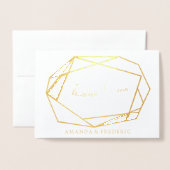 Geometric Gold Foil Jacaranda DANK JE Kaart (Voorkant met envelop)