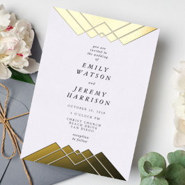 Geometric Gold Gatsby Wedding geperst Folie Uitnodiging
