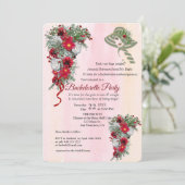 Geometric Gold Glitter Burgundy Bachelorette Party Kaart (Staand voorkant)