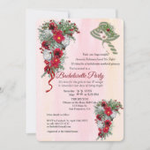 Geometric Gold Glitter Burgundy Bachelorette Party Kaart (Voorkant)