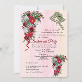 Geometric Gold Glitter Burgundy Bachelorette Party Kaart