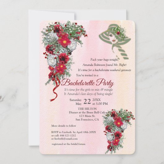 Geometric Gold Glitter Burgundy Bachelorette Party Kaart (Voorkant)