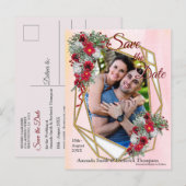 Geometric - Gold Glitter Burgundy Bouquets Aankondigingskaart (Voorkant / Achterkant)