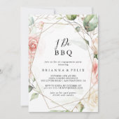 Geometric Gold Green I Do BBQ Engagement Party Kaart (Voorkant)