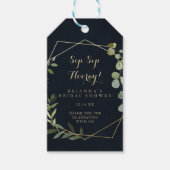 Geometric Gold Green Sip Sip Hooray Vrijgezellenfe Cadeaulabel (Voorkant)