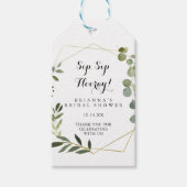 Geometric Gold Green Sip Sip Hooray Vrijgezellenfe Cadeaulabel (Voorkant)