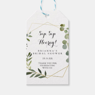 Geometric Gold Green Sip Sip Hooray Vrijgezellenfe Cadeaulabel