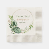 Geometric Gold Green Tropical Monstera Leaves Servet (Voorkant)