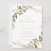 Geometric Gold Greenery 50th Wedding Jubileum Kaart (Voorkant)