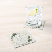 Geometric Gold Greenery Boho Wedding Save the Date Kartonnen Onderzetters (Insitu)