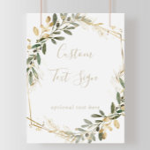 Geometric Gold Greenery Fall Custom Text Sign Poster