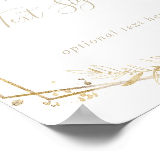 Geometric Gold Greenery Fall Custom Text Sign Poster (Hoek)