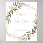 Geometric Gold Greenery Fall Custom Text Sign Poster (Voorkant)