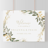 Geometric Gold Greenery Fall Weddenschap Welkomstb Poster
