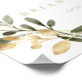 Geometric Gold Greenery Fall Weddenschap Welkomstb Poster (Hoek)