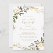 Geometric Gold Greenery Fall Wedding Breakfast Kaart (Voorkant)