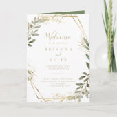 Geometric Gold Greenery Folded Wedding Program Programma (Voorkant)