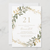 Geometric Gold Greenery Herfst 21st Birthday Party Kaart (Voorkant)
