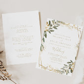 Geometric Gold Greenery Herfst Front & Back Weddin Kaart