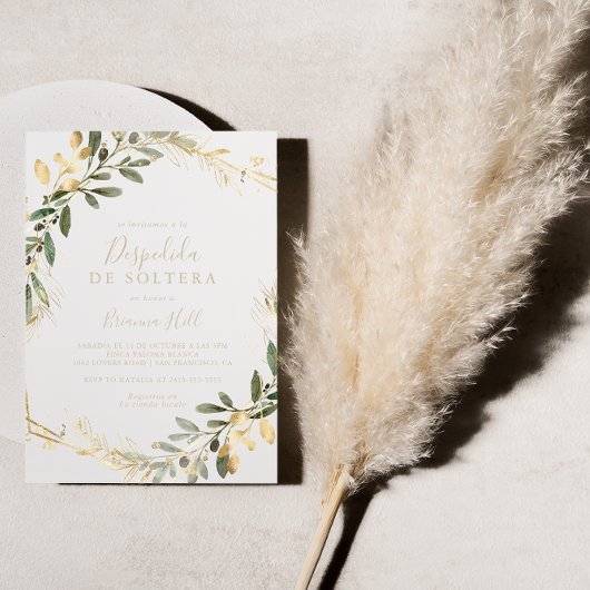 Geometric Gold Greenery Spaans Vrijgezellenfeest Kaart