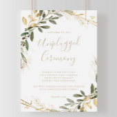 Geometric Gold Greenery Unplugged Ceremony Sign Poster