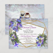 Geometric Gold & Jacaranda Flowers Theme Kaart (Voorkant / Achterkant)