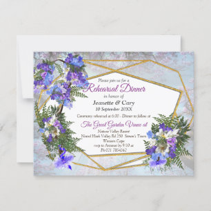 Geometric Gold & Jacaranda Flowers Theme Kaart
