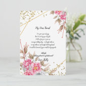 Geometric Gold Lijst Pink Fl wordt mijn bruidsmeis Kaart (Staand voorkant)