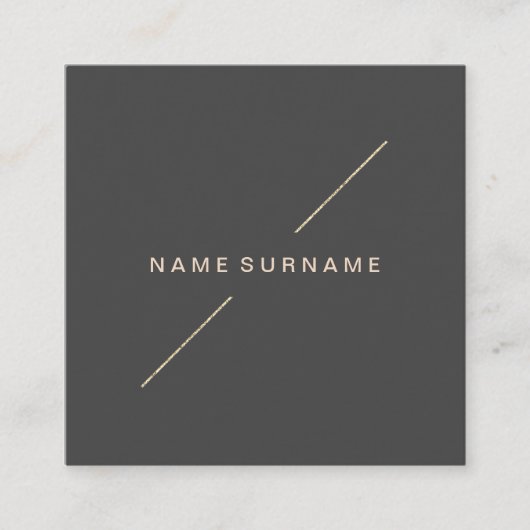 Geometric Gold Modern minimalistisch donkergrijs Vierkante Visitekaartje (Voorkant)