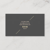 Geometric Gold Modern minimalistisch donkergrijs Visitekaartje (Achterkant)