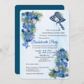 Geometric Gold-Navy - Blue Flowers Bachelorette Kaart (Voorkant / Achterkant)