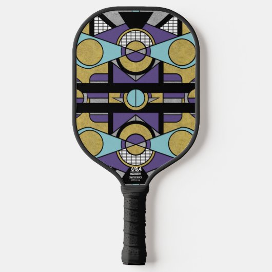 Geometric Gold Purple Art Deco Abstract Design Pickleball Paddle (Achterkant)
