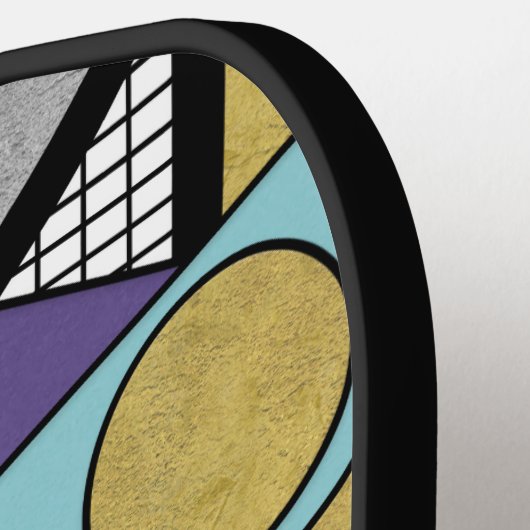 Geometric Gold Purple Art Deco Abstract Design Pickleball Paddle (Links Detail)